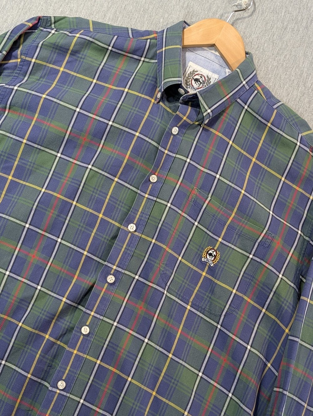 Cinch Western Button Plaid Shirt Men's Large Blue Green Red Stripe